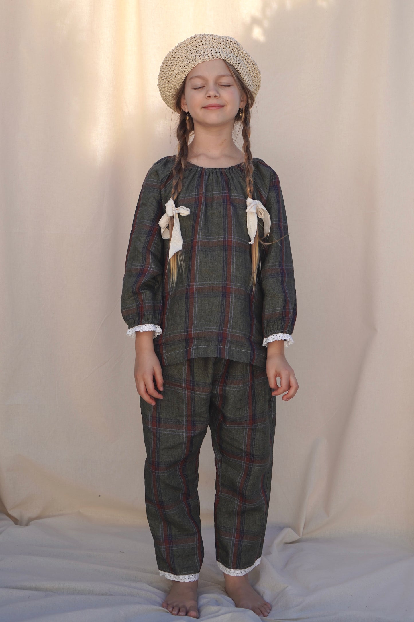 Gigi Set ~ Olive Plaid Linen
