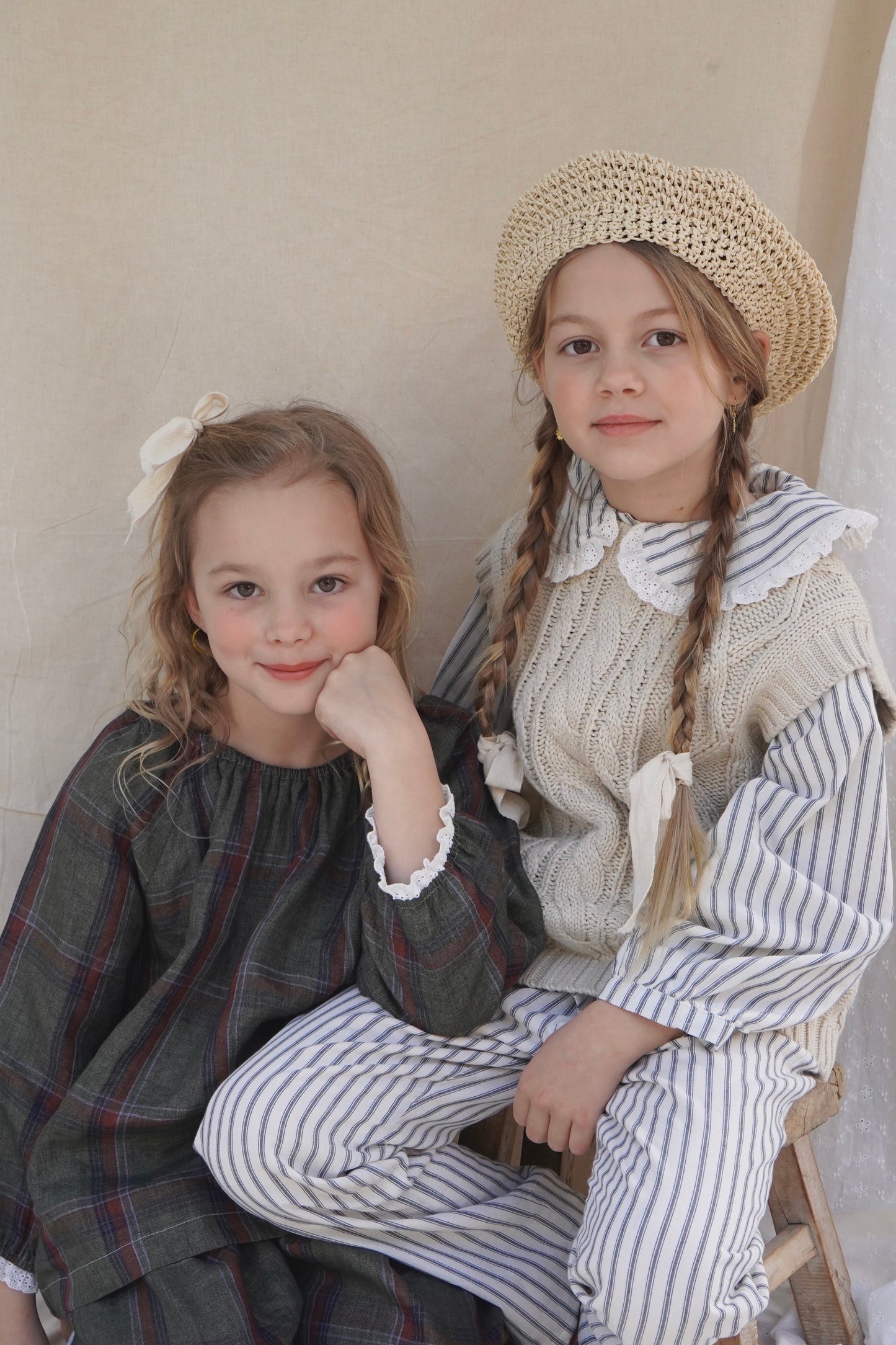Gigi Set ~ Olive Plaid Linen