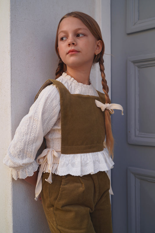 Audrey Vest ~ Herbe Corduroy + Florale Walnut