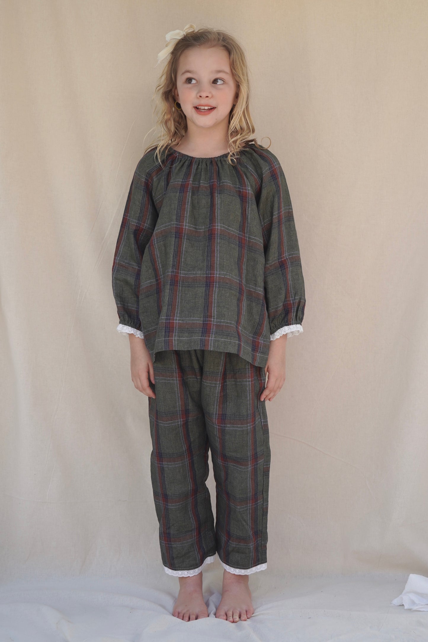 Gigi Set ~ Olive Plaid Linen