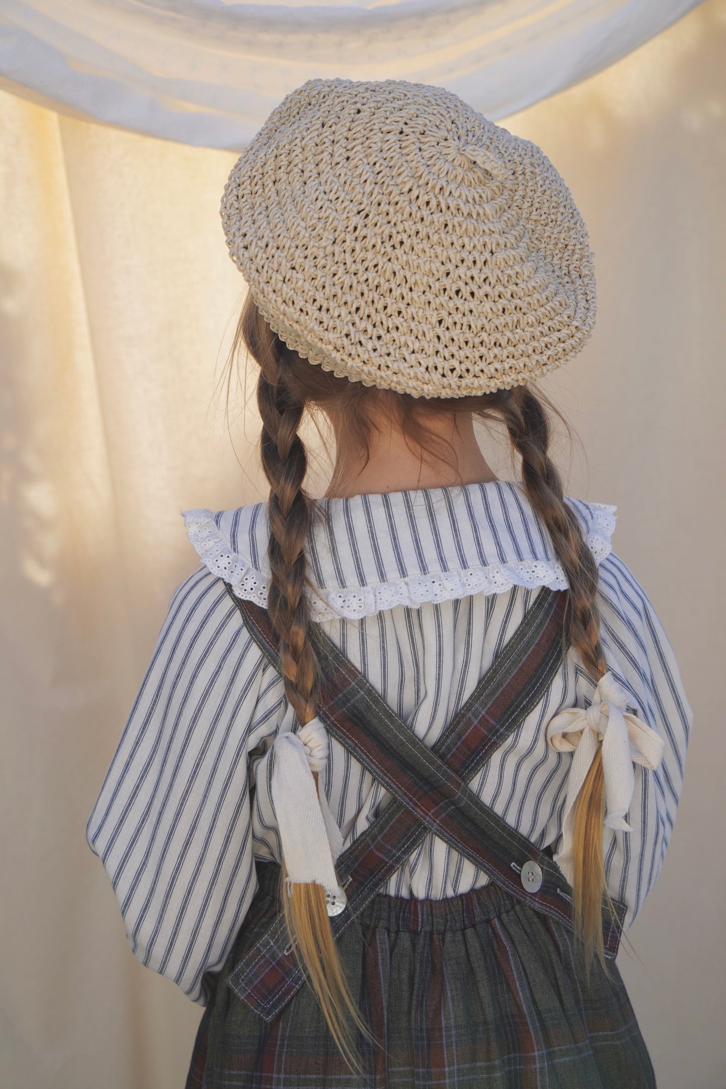 Juliette Pinafore ~ Olive Plaid Linen