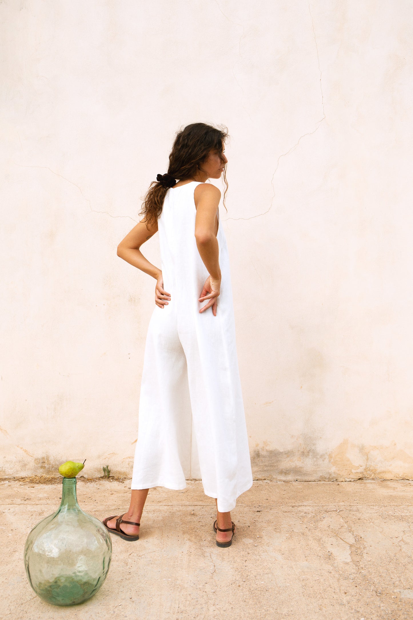 Sade Jumpsuit ~ Antique Blanc Linen